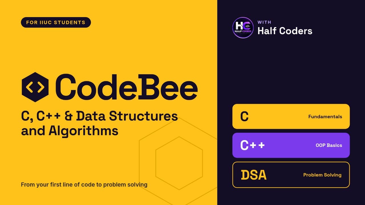CodeBee — C, C++ & Data Structures and Algorithms with Half Coders for IIUC